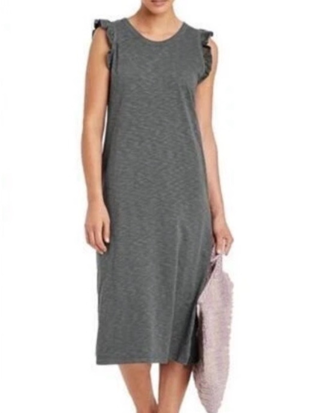 Universal Thread Heather Gray Ruffle-Sleeve Midi Dress